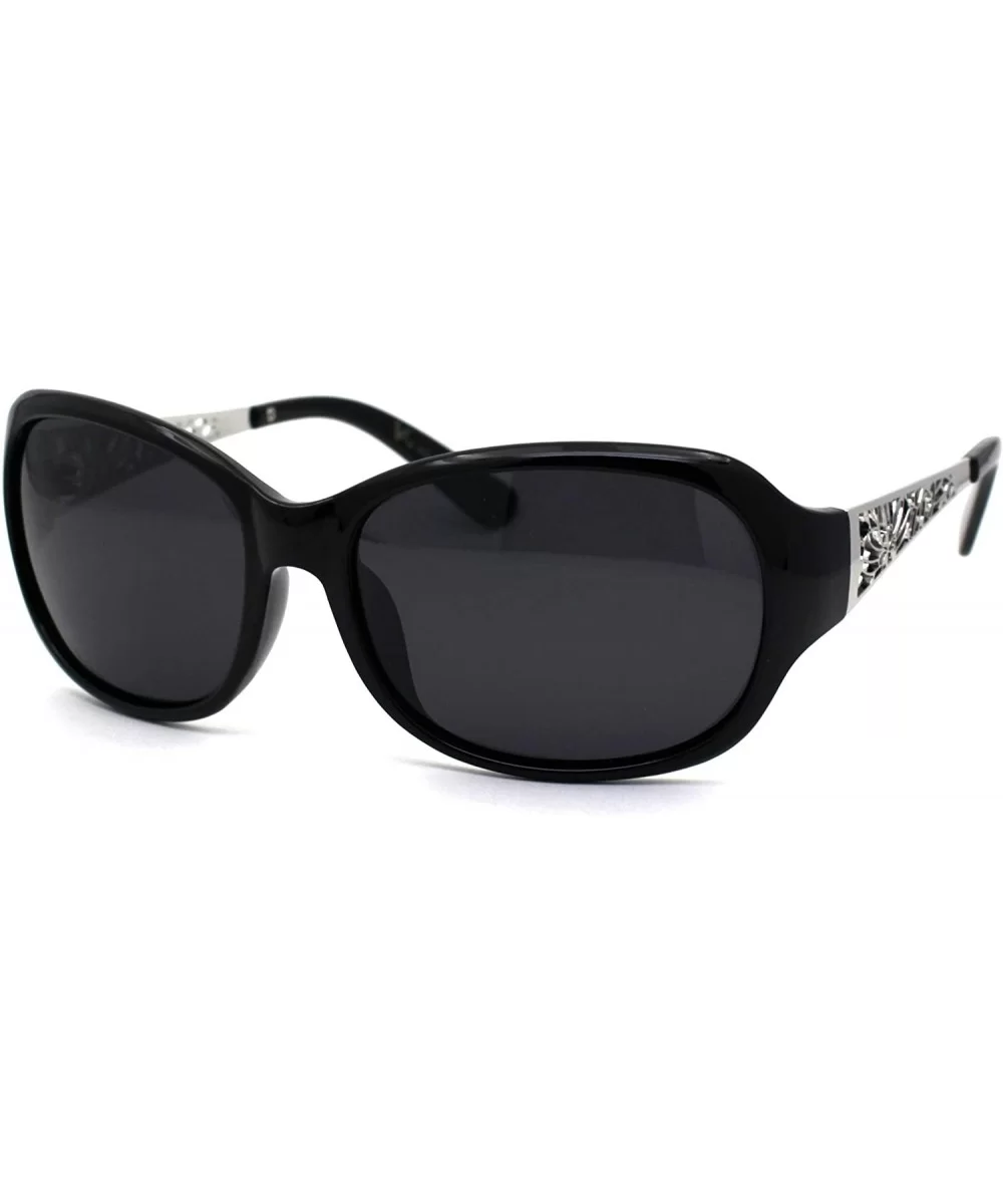 Polarized Antiglare Floral Diecut Arm Luxury Butterfly Sunglasses - Black Silver Black - CU196WLNHS6 $7.57 Oval