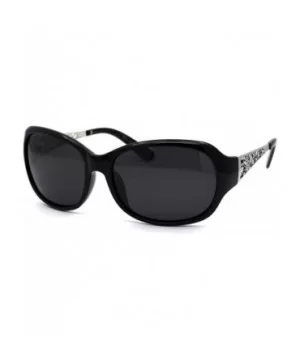 Polarized Antiglare Floral Diecut Arm Luxury Butterfly Sunglasses - Black Silver Black - CU196WLNHS6 $7.57 Oval