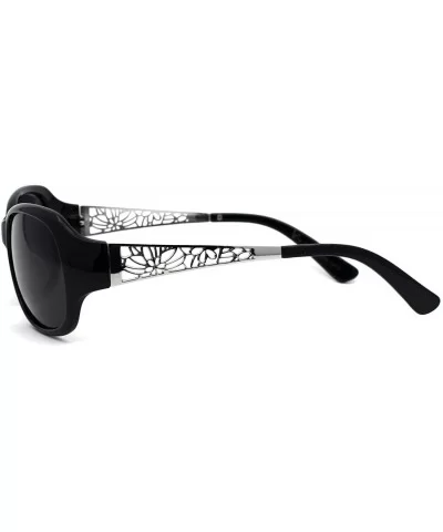 Polarized Antiglare Floral Diecut Arm Luxury Butterfly Sunglasses - Black Silver Black - CU196WLNHS6 $7.57 Oval