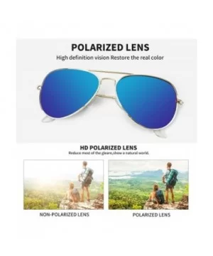 Sunglasses for Men Women Aviator Polarized Metal Mirror UV 400 Lens Protection - Gold Navy Blue - CE18Y7N5H02 $6.64 Aviator