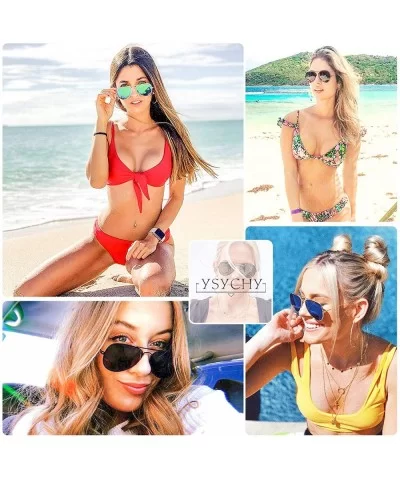 Sunglasses for Men Women Aviator Polarized Metal Mirror UV 400 Lens Protection - Gold Navy Blue - CE18Y7N5H02 $6.64 Aviator