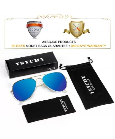 Sunglasses for Men Women Aviator Polarized Metal Mirror UV 400 Lens Protection - Gold Navy Blue - CE18Y7N5H02 $6.64 Aviator