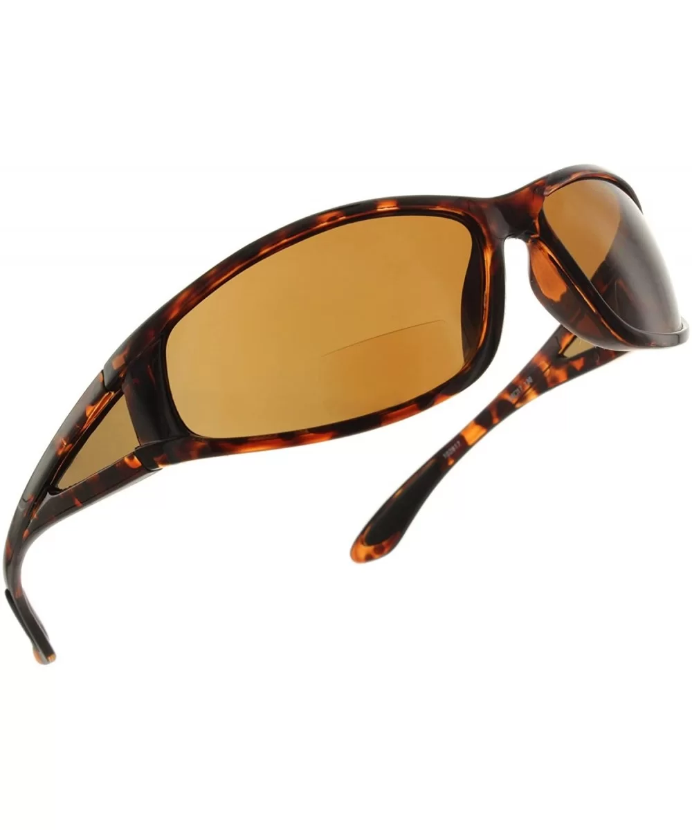 Wrap Polarized Sunglasses Invisible Line Bifocal Sunglass Readers - Tortoise - CS18C55UR37 $25.57 Round