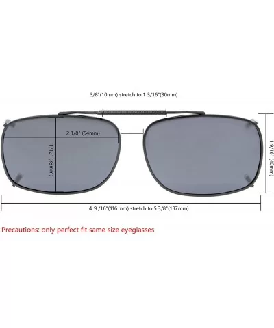 Metal Frame Rim Polarized Lens Clip On Sunglasses 5437MM - Grey - C518AOSTR6Z $13.52 Rectangular