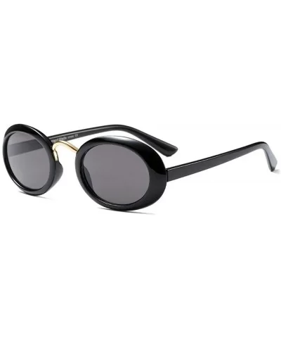 Trendy Hip Hop Oval Sunglasses Men Women Small Frame Brand Glasses Designer Fashion Male Female Shades - Black - C6192QXTOLH ...