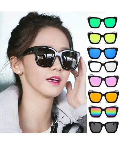 Unisex Polarized Sunglasses- Mirrored Lenses Fashion Glasses Colorful Beach Sunglasses with Black Border - Pink - CK196N5LOU8...