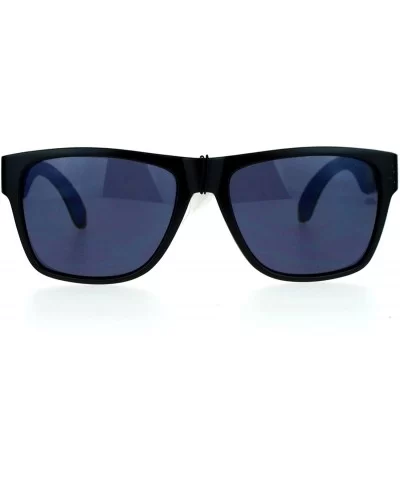 Soft Cushion Arm Sport Matte Horn Rim Sunglasses - Blue - C612CJLB571 $7.19 Sport