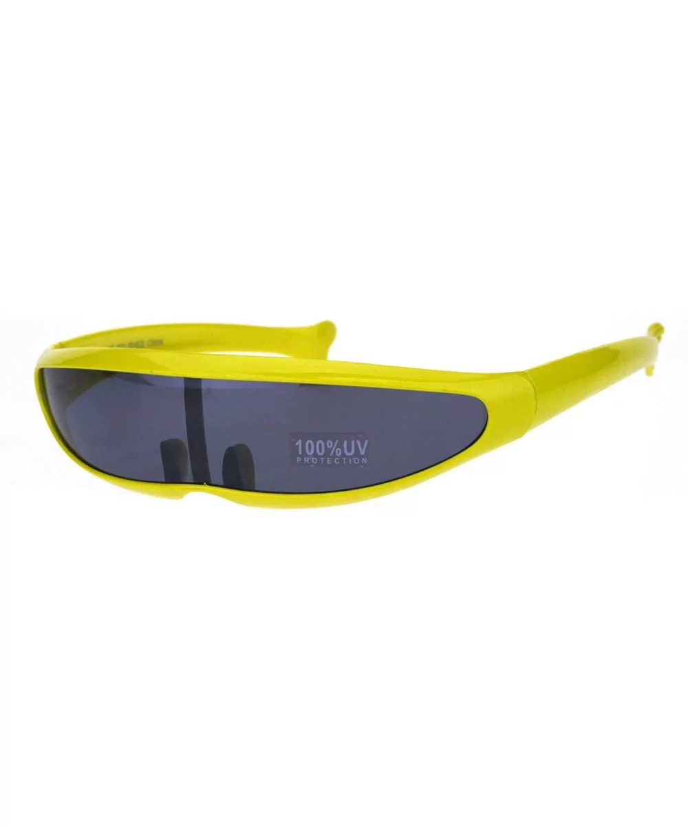 Cyber Punk Monolens Shield Scifi Robotic Cyclops Plastic Sunglasses - Yellow - CU18H8IRZ45 $8.86 Shield