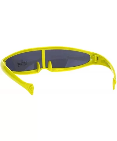 Cyber Punk Monolens Shield Scifi Robotic Cyclops Plastic Sunglasses - Yellow - CU18H8IRZ45 $8.86 Shield