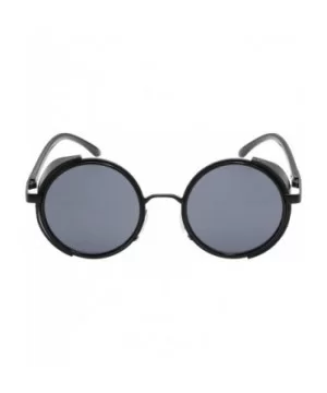 Vintage Steampunk Round Sunglasses Side Shields For Men Women - Black-black - CF18XW8YC0T $10.47 Goggle