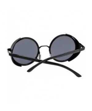 Vintage Steampunk Round Sunglasses Side Shields For Men Women - Black-black - CF18XW8YC0T $10.47 Goggle