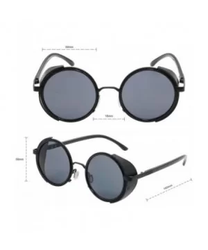 Vintage Steampunk Round Sunglasses Side Shields For Men Women - Black-black - CF18XW8YC0T $10.47 Goggle