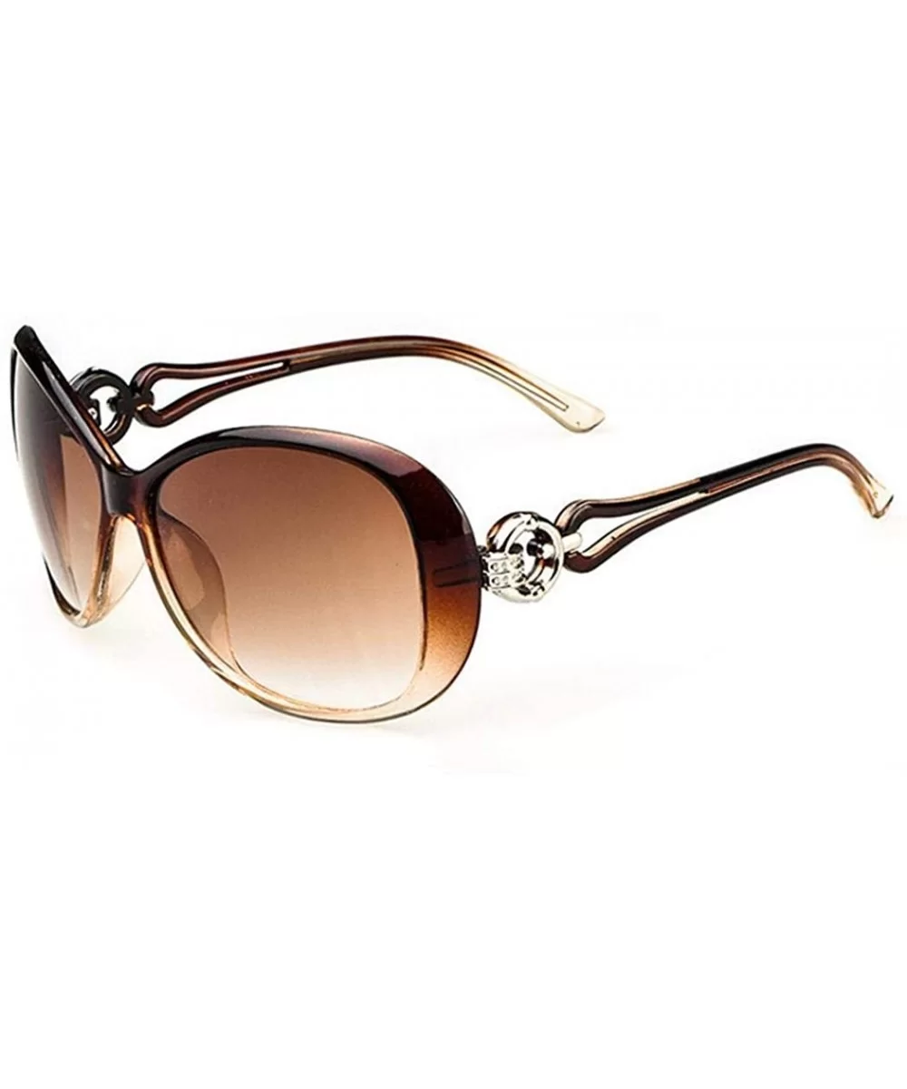 Women Fashion Oval Shape UV400 Framed Sunglasses Sunglasses - Coffee - CT18UG9IC2E $6.21 Oval