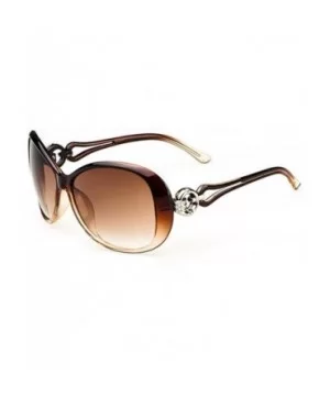 Women Fashion Oval Shape UV400 Framed Sunglasses Sunglasses - Coffee - CT18UG9IC2E $6.21 Oval