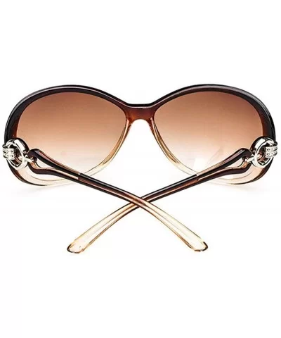 Women Fashion Oval Shape UV400 Framed Sunglasses Sunglasses - Coffee - CT18UG9IC2E $6.21 Oval