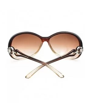 Women Fashion Oval Shape UV400 Framed Sunglasses Sunglasses - Coffee - CT18UG9IC2E $6.21 Oval