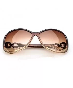 Women Fashion Oval Shape UV400 Framed Sunglasses Sunglasses - Coffee - CT18UG9IC2E $6.21 Oval