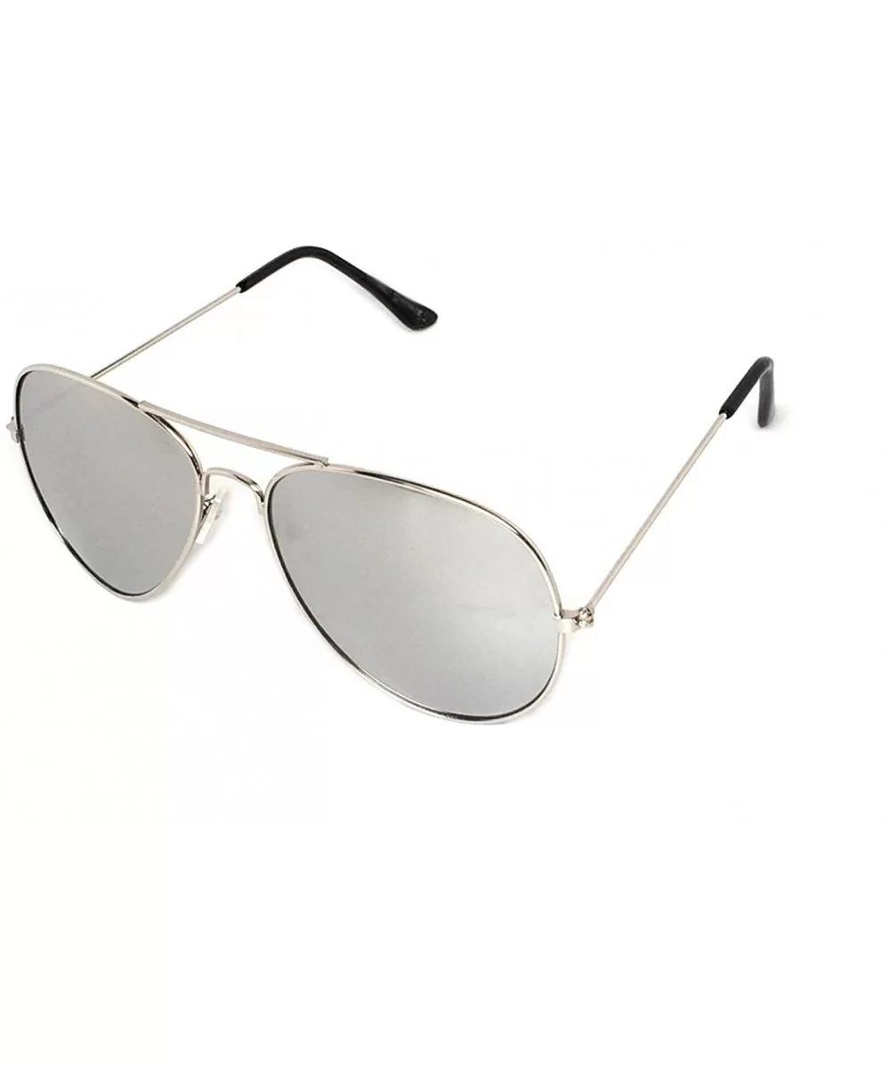 Clear Lens Aviator Eyeglasses - Silver- Silver Mirror - CY18DX6DCST $6.08 Sport