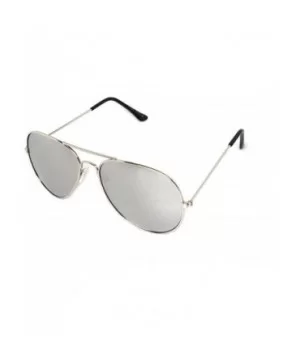 Clear Lens Aviator Eyeglasses - Silver- Silver Mirror - CY18DX6DCST $6.08 Sport