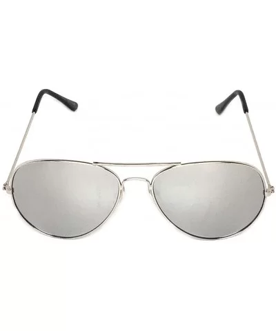 Clear Lens Aviator Eyeglasses - Silver- Silver Mirror - CY18DX6DCST $6.08 Sport