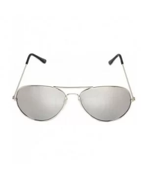 Clear Lens Aviator Eyeglasses - Silver- Silver Mirror - CY18DX6DCST $6.08 Sport