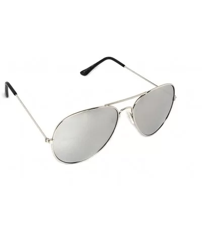 Clear Lens Aviator Eyeglasses - Silver- Silver Mirror - CY18DX6DCST $6.08 Sport