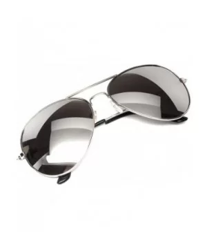 Clear Lens Aviator Eyeglasses - Silver- Silver Mirror - CY18DX6DCST $6.08 Sport