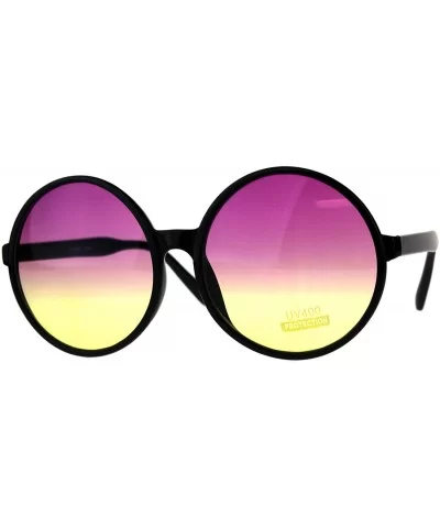 Super Oversized Round Circle Frame Sunglasses Ombre Gradient Lens - Black - C818G6MLATS $8.75 Round