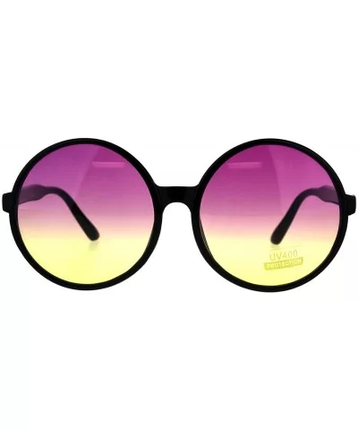 Super Oversized Round Circle Frame Sunglasses Ombre Gradient Lens - Black - C818G6MLATS $8.75 Round