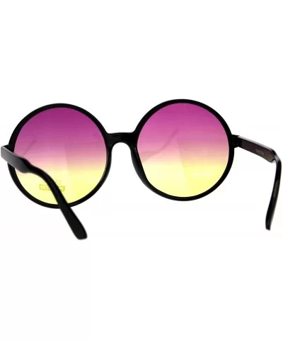 Super Oversized Round Circle Frame Sunglasses Ombre Gradient Lens - Black - C818G6MLATS $8.75 Round