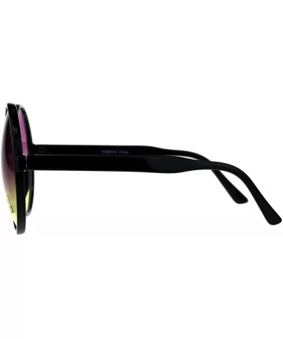 Super Oversized Round Circle Frame Sunglasses Ombre Gradient Lens - Black - C818G6MLATS $8.75 Round