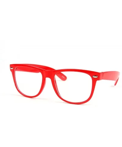 Clear Lens Fashion Wayfarer Vintage Retro Style Glasses P715CL (Mid-Small Size) - Red - CV11MCH4GJ7 $5.24 Wayfarer