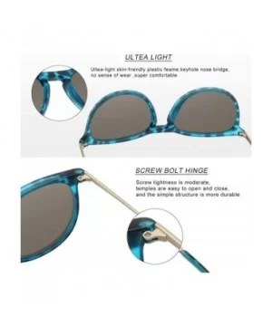 Polarized Sunglasses for Women Vintage Retro Round Mirrored Lens - Blue Leopard Frame Blue Lens - CC19CON3UU5 $12.75 Sport