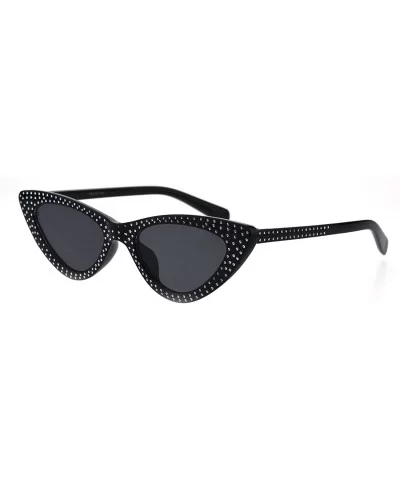 Womens Bling Engrave Gothic Plastic Cat Eye Plastic Sunglasses - All Black - CU18GL86X40 $8.32 Cat Eye