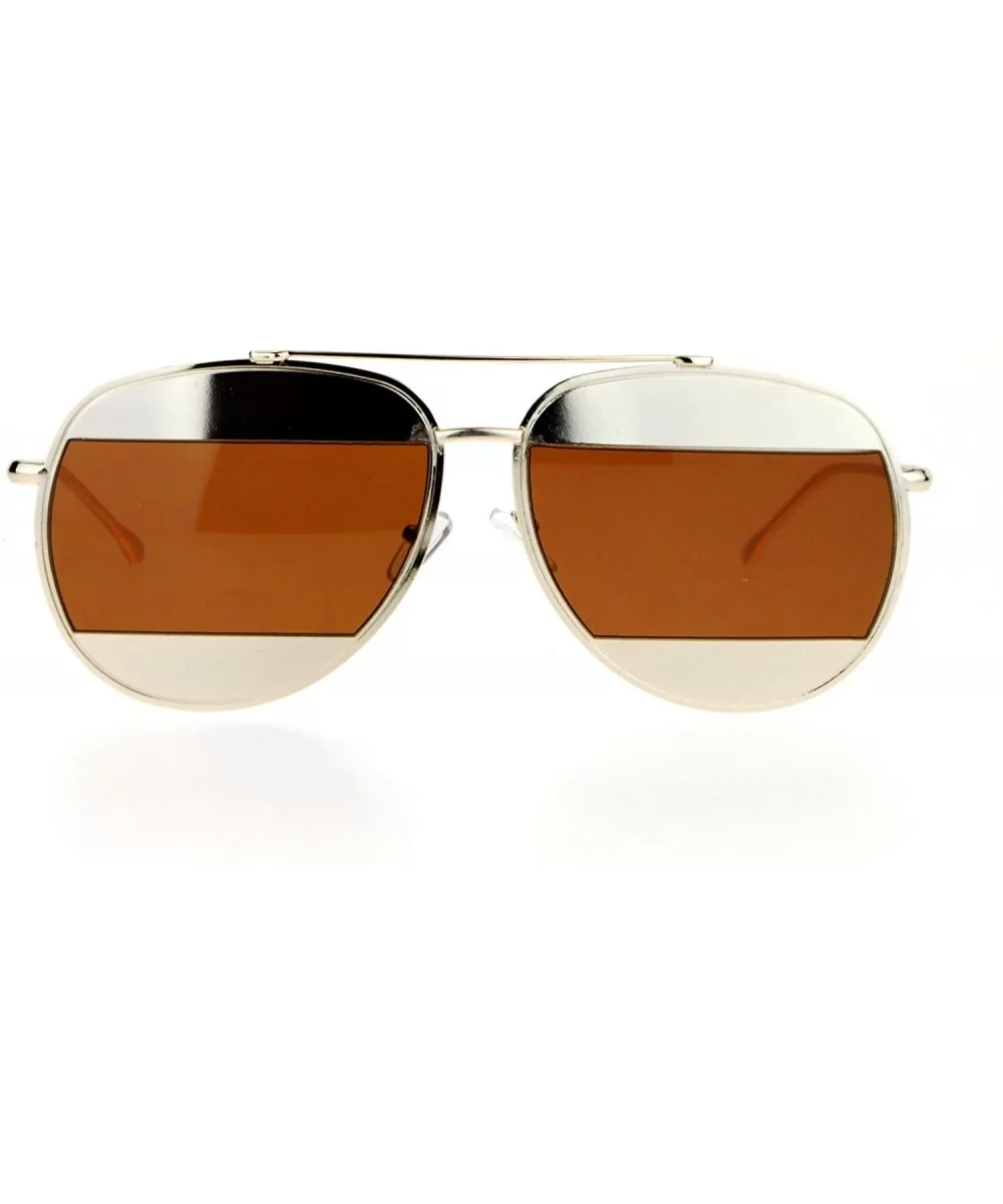 Unique Unisex Aviator Sunglasses Oversized Metal Block Frame Aviators - Gold - CC12KS892SV $5.93 Aviator