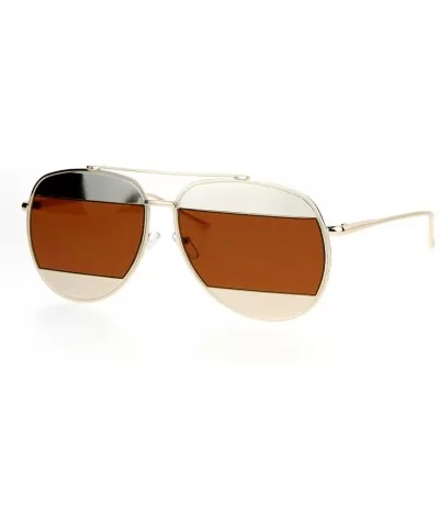 Unique Unisex Aviator Sunglasses Oversized Metal Block Frame Aviators - Gold - CC12KS892SV $5.93 Aviator