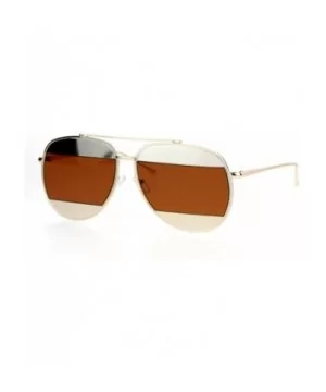 Unique Unisex Aviator Sunglasses Oversized Metal Block Frame Aviators - Gold - CC12KS892SV $5.93 Aviator