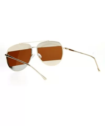 Unique Unisex Aviator Sunglasses Oversized Metal Block Frame Aviators - Gold - CC12KS892SV $5.93 Aviator