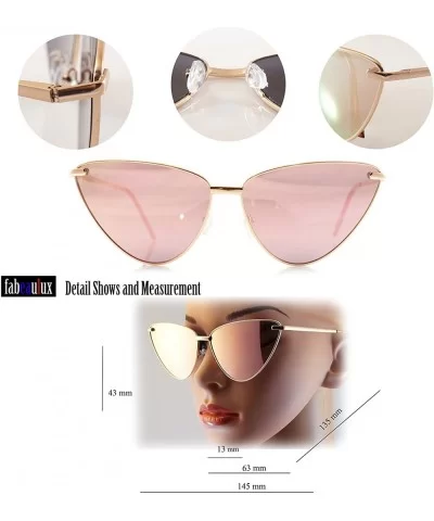 Single or 2 Pack Pink Mirrored Flat Lens Sunglasses Women (2 Pack/Pilot & Foxy Cat Eye - 52-63) - CF18687WDG3 $16.72 Oversized