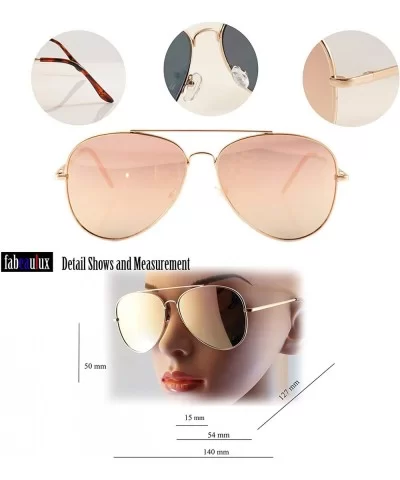 Single or 2 Pack Pink Mirrored Flat Lens Sunglasses Women (2 Pack/Pilot & Foxy Cat Eye - 52-63) - CF18687WDG3 $16.72 Oversized