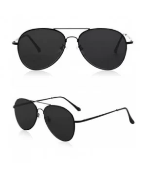 Classic Aviator Mirrored Flat Lens Sunglasses Metal Frame with Spring Hinges SJ1030 - C8 Black Frame/Grey Lens - C6182082USG ...