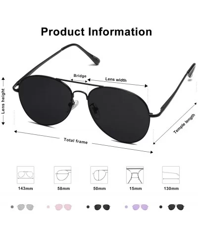 Classic Aviator Mirrored Flat Lens Sunglasses Metal Frame with Spring Hinges SJ1030 - C8 Black Frame/Grey Lens - C6182082USG ...