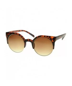 Super Circle Round Half Frame Fashion Sunglasses (Tortoise) - CJ118WVTF4X $6.58 Round