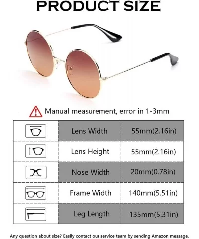 Round Polarized Sunglasses Oversize Hippie Sun Glasses Circle Frame Ultra Lightweight - A1 Gold Frame- Brown Lens - CY194QUI3...