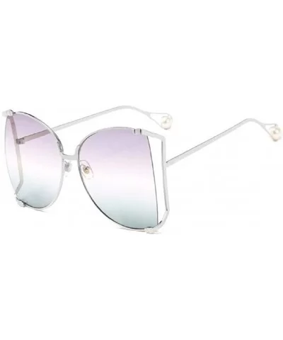 Oversized Sunglasses for Women Semi Rimless Shades - F - CF18S2RU4GE $7.22 Semi-rimless