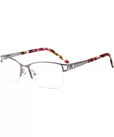 Uncovered wide angle lens design semi-rimless metal optical frames clear lens - Silver - C818C768GXK $10.16 Semi-rimless