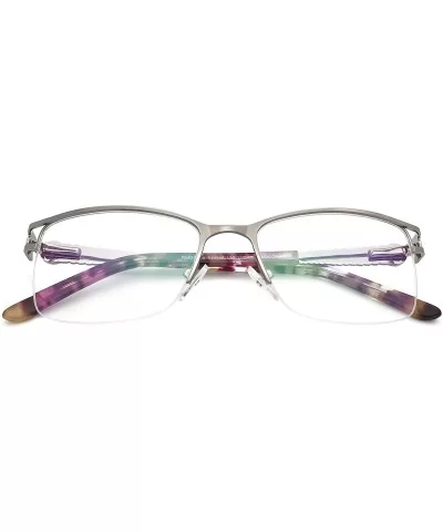 Uncovered wide angle lens design semi-rimless metal optical frames clear lens - Silver - C818C768GXK $10.16 Semi-rimless