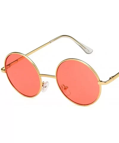 Unisex Sunglasses Retro Silver Grey Yellow Drive Holiday Round Non-Polarized UV400 - Gold Red - CV18RKD8WTO $4.56 Round