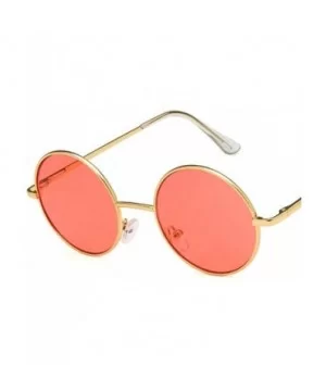 Unisex Sunglasses Retro Silver Grey Yellow Drive Holiday Round Non-Polarized UV400 - Gold Red - CV18RKD8WTO $4.56 Round