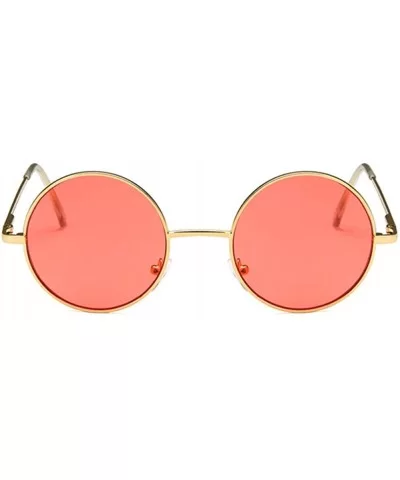 Unisex Sunglasses Retro Silver Grey Yellow Drive Holiday Round Non-Polarized UV400 - Gold Red - CV18RKD8WTO $4.56 Round